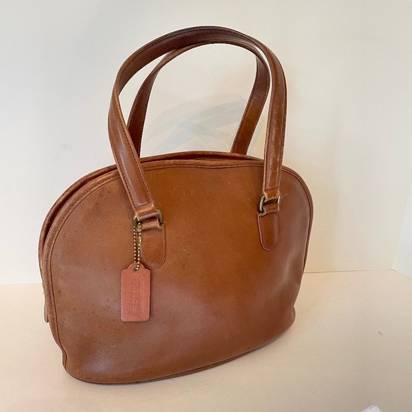 COACH VINTAGE 9958 PELHAM BROWN LEATHER DOMED BAG British Tan Made in USA - Picture 1 of 14